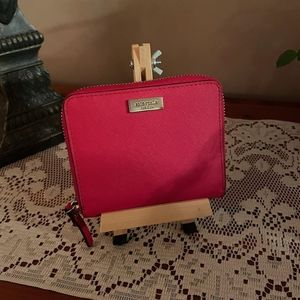 Kate Spade New York Red Zip Around Leather Wallet See Description